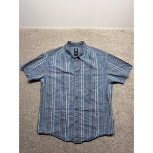 KUHL Mens Striped Short Sleeve Button Up Shirt Blue Gray White Size Large
